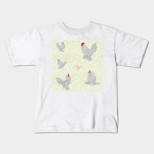 Lavender Belgian D'Uccle Pattern Cream Kids T-Shirt